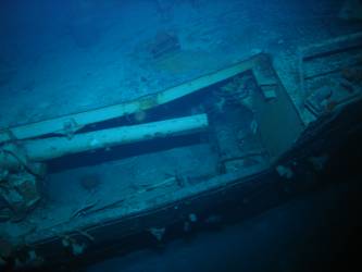 Stbd 5.9-inch gun  concealed under forecastle
